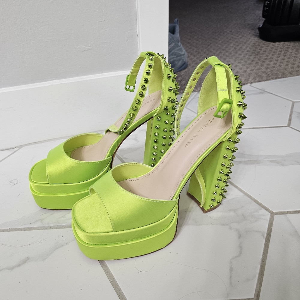 Green Studded Platform Heels